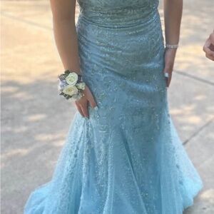 ellie wilde Light Blue Embellished Prom Dress